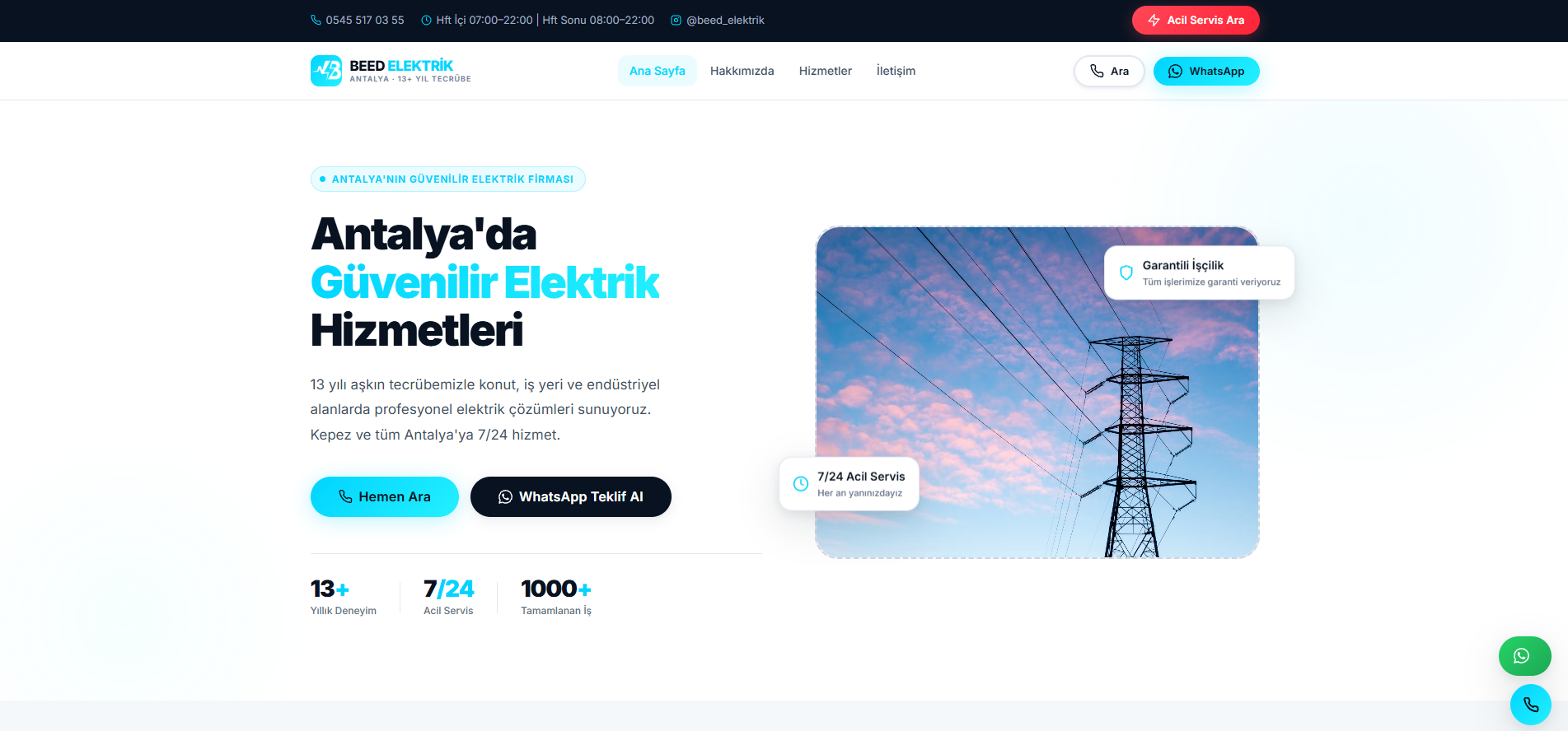 Beed Elektrik web sitesi önizlemesi
