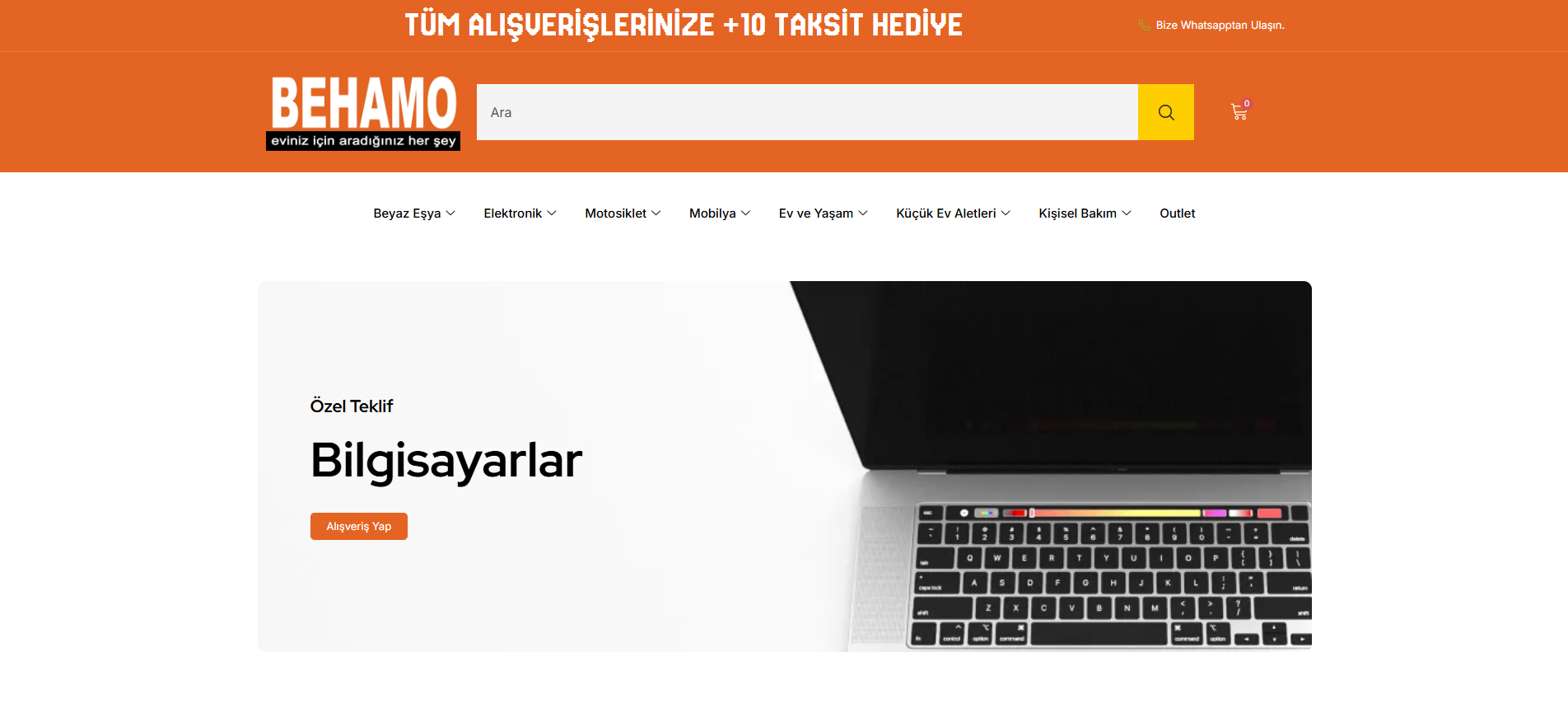 Behamo e-ticaret web sitesi önizlemesi